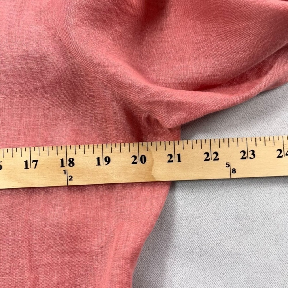 Sundance Linen Dress XL Coral Pintuck Drop-Waist Long Sleeve Side Seam Pockets - Picture 10 of 12